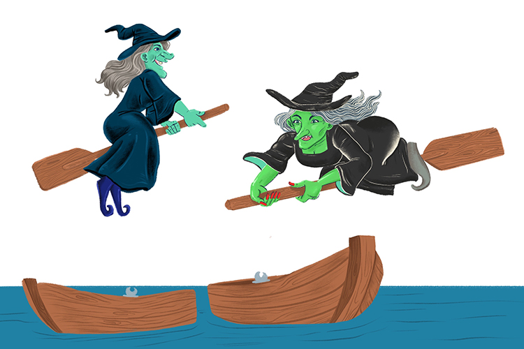 The oars had gone (Oregon) because the Salem witches were using them for their rides.
